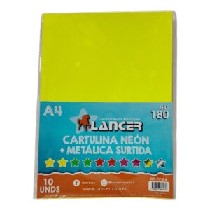 CARTULINA A4 NEON+2MET X10 180G